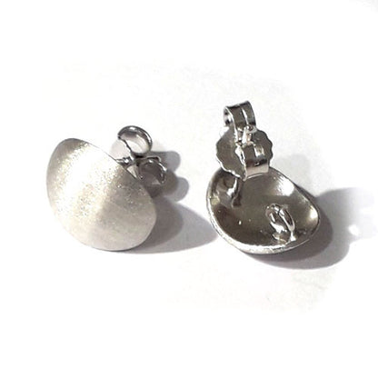 Ohrsteckerpatent oval, Silber rhodiniert matt Steindesign - 2