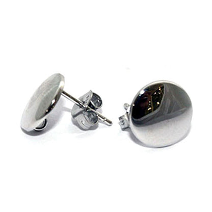 Ohrsteckerpatent rund 10 mm, Silber rhodiniert Steindesign - 1