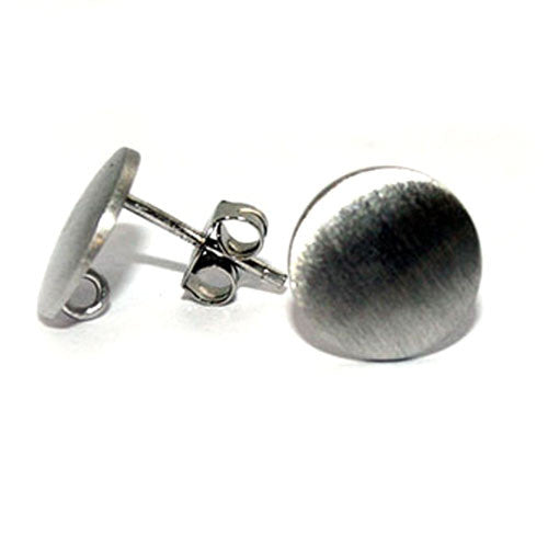 Ohrsteckerpatent rund 10 mm, Silber rhodiniert matt Steindesign - 1