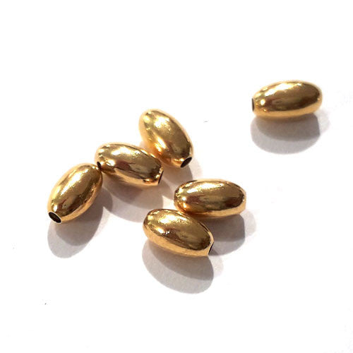 Olive 4 x 7 mm, 6 Stück, Silber vergoldet  - 2