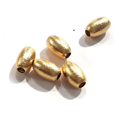 Olive 5 x 8 mm, 4 Stück, Silber vergoldet matt  - 1