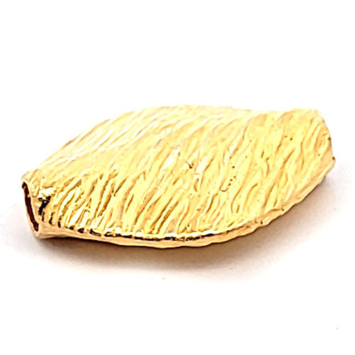 Oval flach Stripes Silberperle vergoldet 20 x 25 mm  - 1