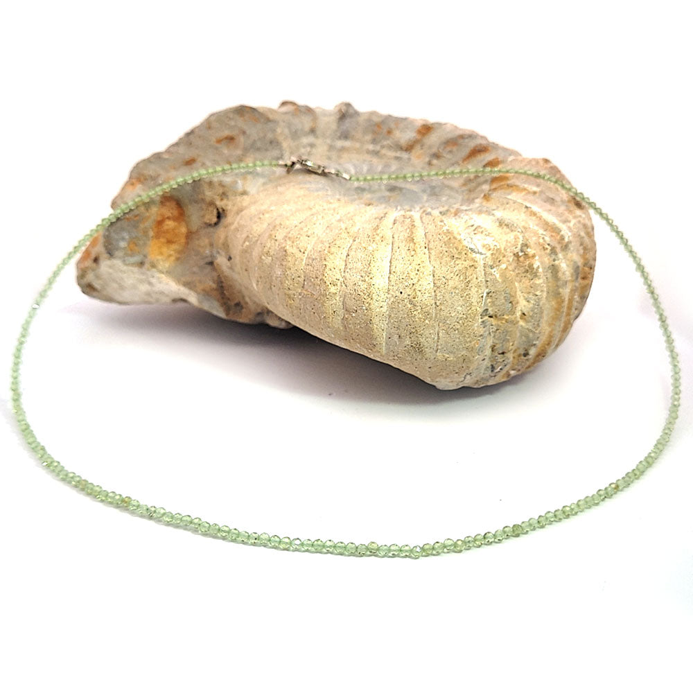 Peridot bead necklace 2 mm faceted