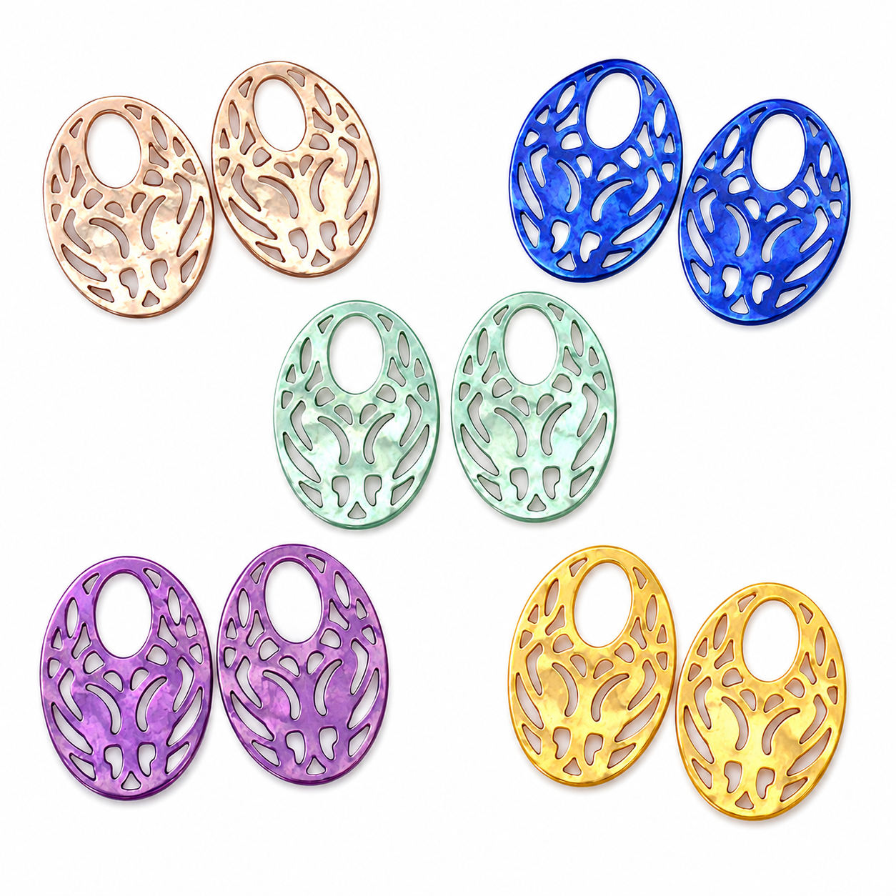 Perlmutt-Anhänger Oval „Agogo“ – für Ohrhänger oder Creolen by Steindesign