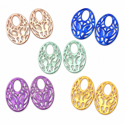 Perlmutt-Anhänger Oval „Agogo“ – für Ohrhänger oder Creolen by Steindesign