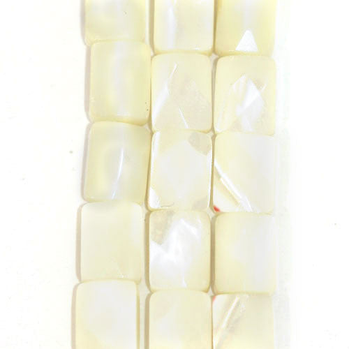 Perlmutt weiß, square facettiert 6 x 8mm  - 1