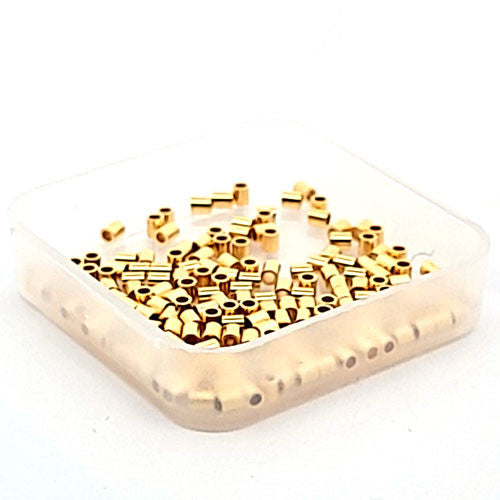 Quetschröhrchen silber vergoldet, 20 Stück  - 1