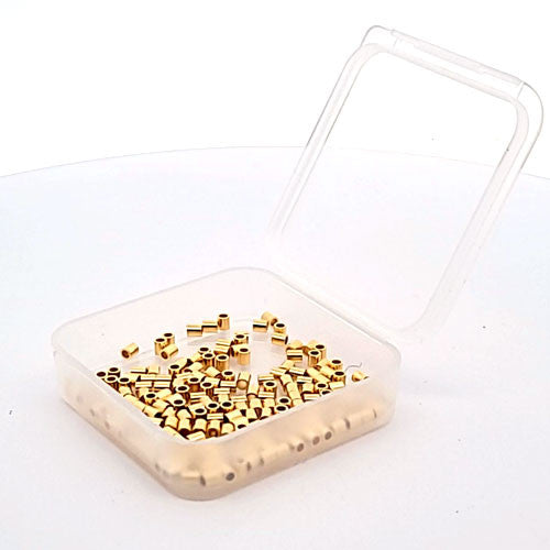 Quetschröhrchen silber vergoldet, 20 Stück  - 3