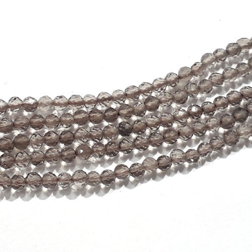 Rauchquarz, Kugelstrang 3 mm facettiert  - 1