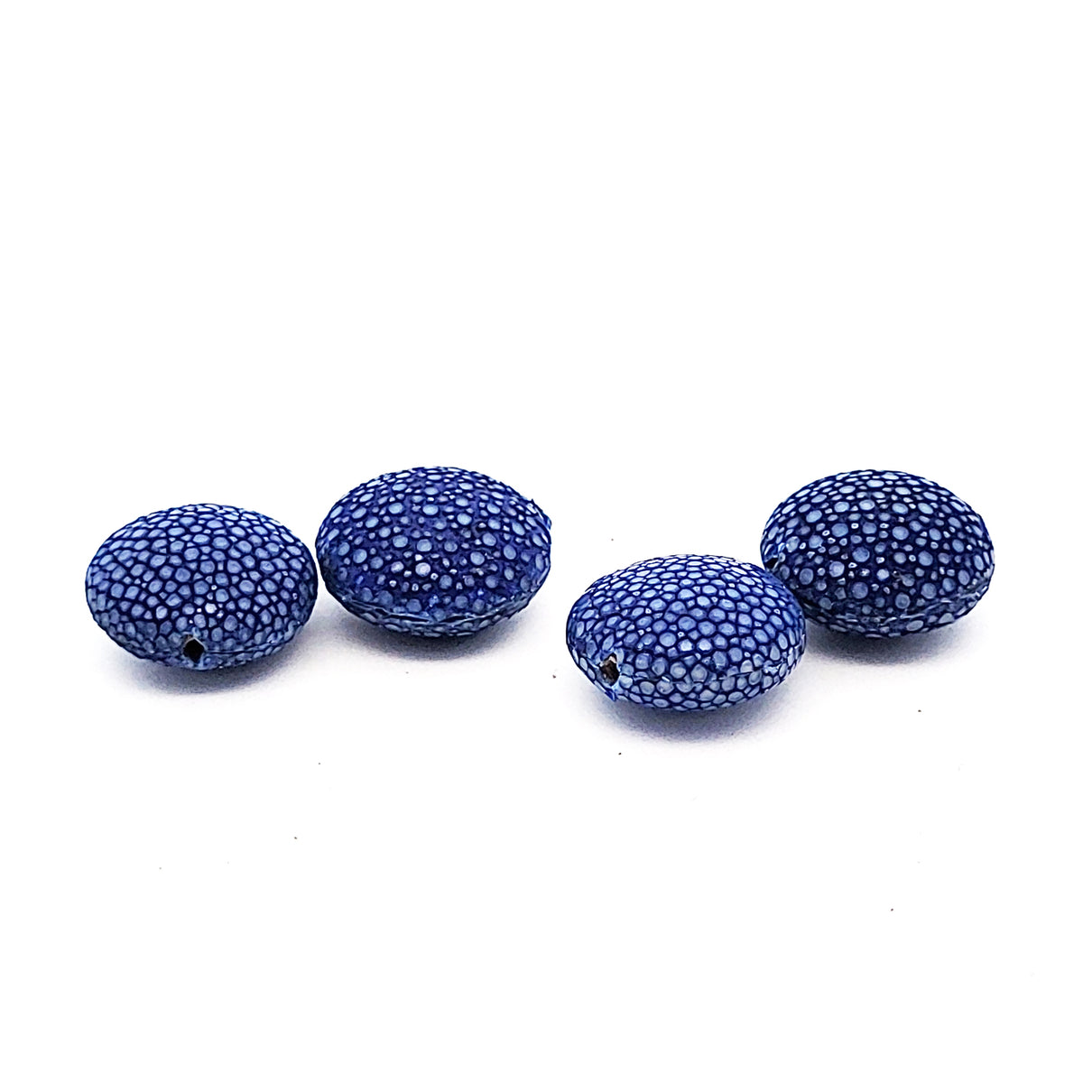 Rochenleder Disc 18mm blau poliert (1 Stück) by Steindesign