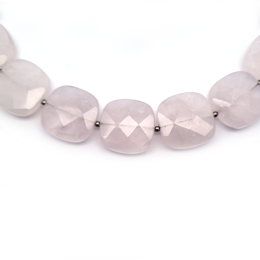 Rosenquarz Collier Square facettiert - 925 Silber rhodiniert by Steindesign