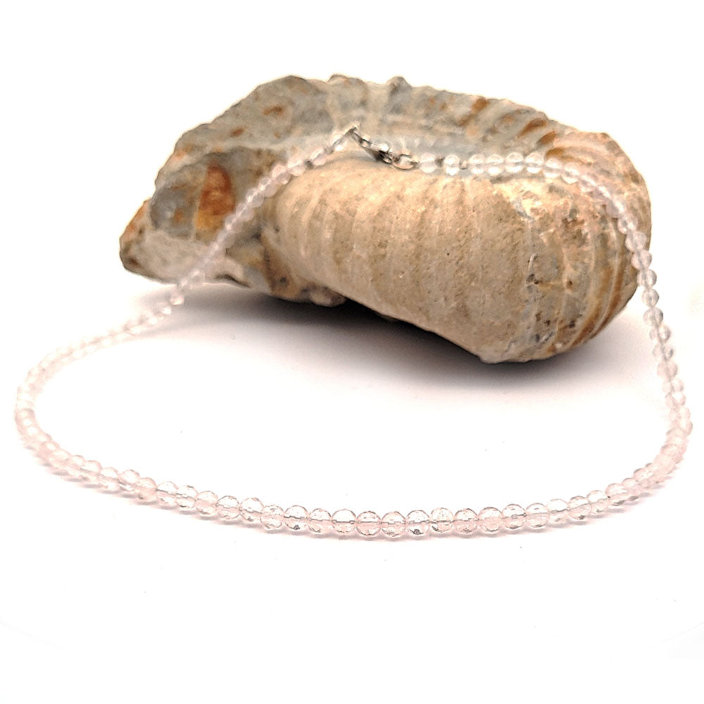 Rosenquarz Kugelkette facettiert 