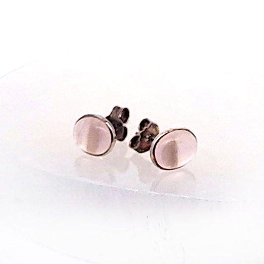 Rosenquarz Ohrstecker, silber