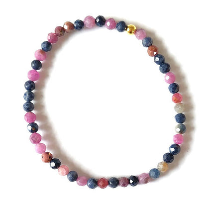 Rubin-Saphir Kugelarmband 4 mm facettiert  - 1