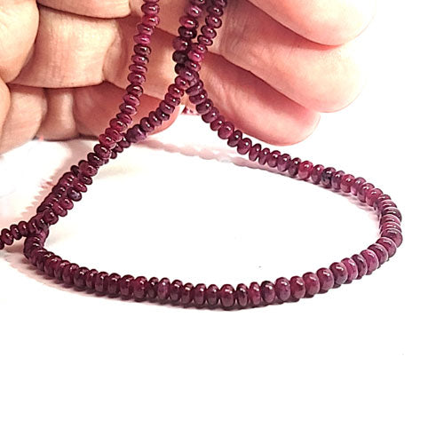 Ruby, button strand 3-4 mm, slight gradient