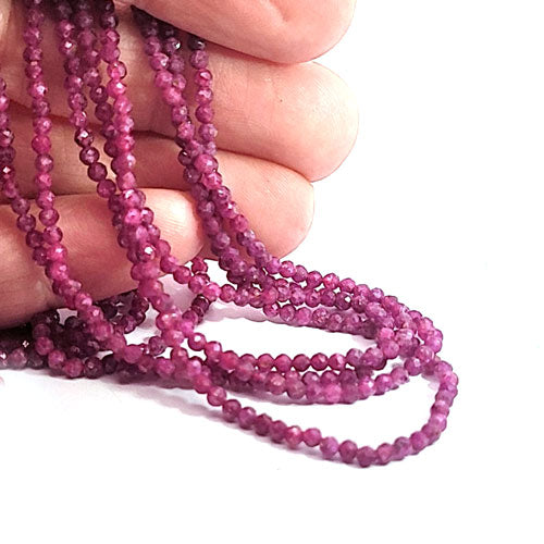 Ruby, bead strand 2.5 mm faceted