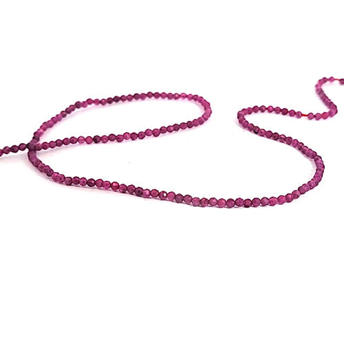 Ruby, 2 mm faceted bead strand