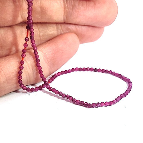 Ruby, 2 mm faceted bead strand