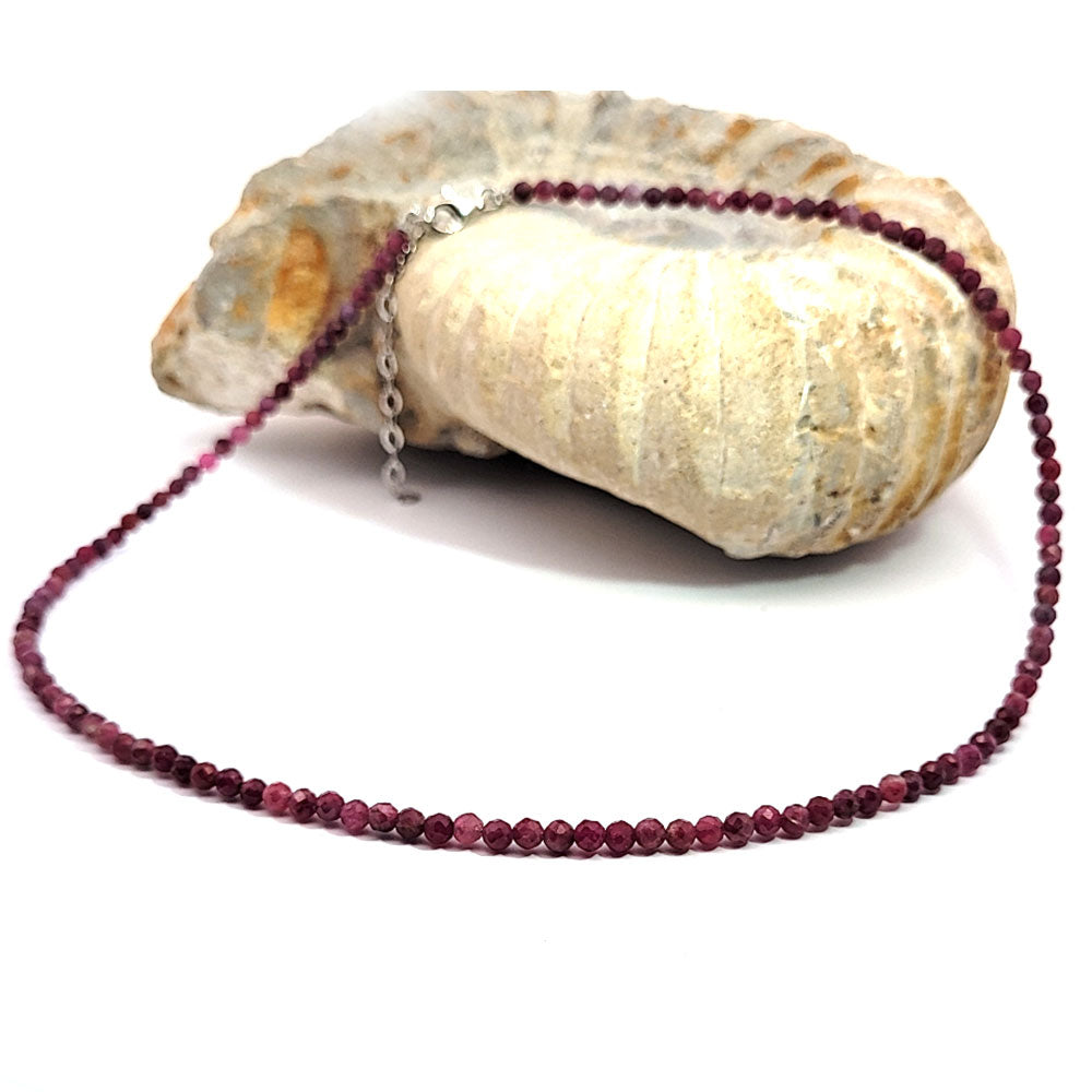 Ruby ball chain 3 mm faceted