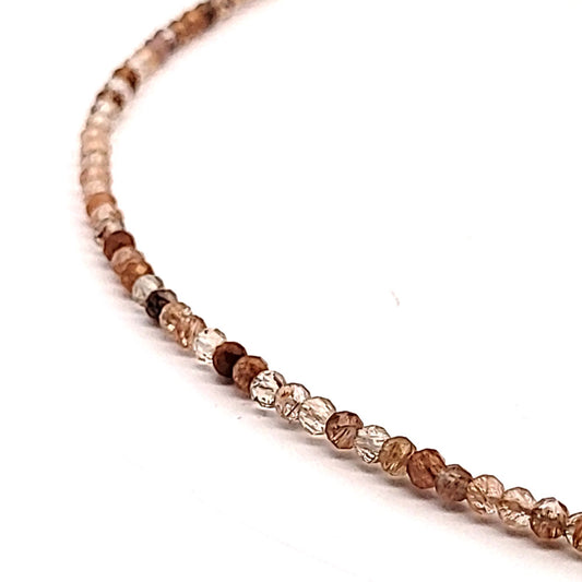 Rutilated quartz bead necklace 3 mm faceted