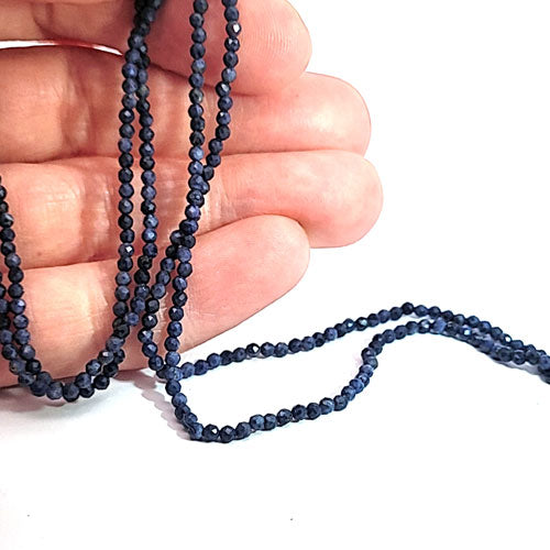 Sapphire, 2 mm faceted bead strand