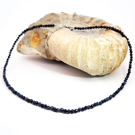 Saphir-Kugelkette 3 mm facettiert