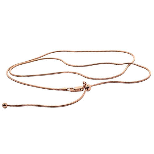 Schlangenkette - stufenlos verstellbar, 925 Silber rosé vergoldet Steindesign - 1