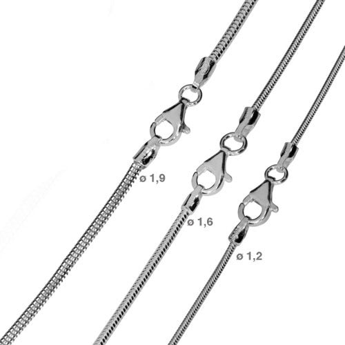 Schlangenkette mit Karabiner 1,2 mm silber Steindesign - 2