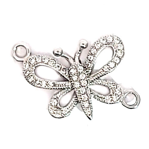 Schmetterling  Silberelement rhodiniert mit Zirkonia  - 1