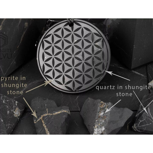 Shungite (Shungite) mobile phone plate “Flower of Life”