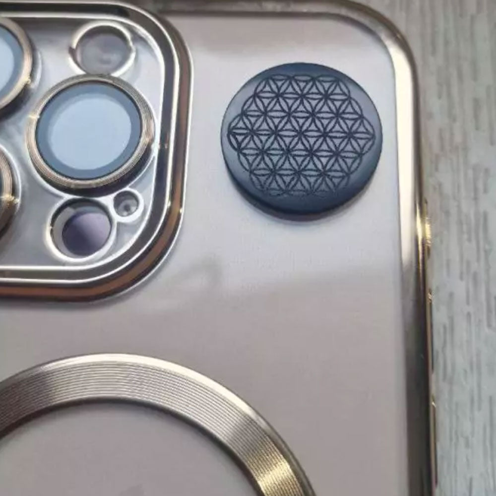 Schungit (Shungit) Handyplatte „Blume des Lebens“