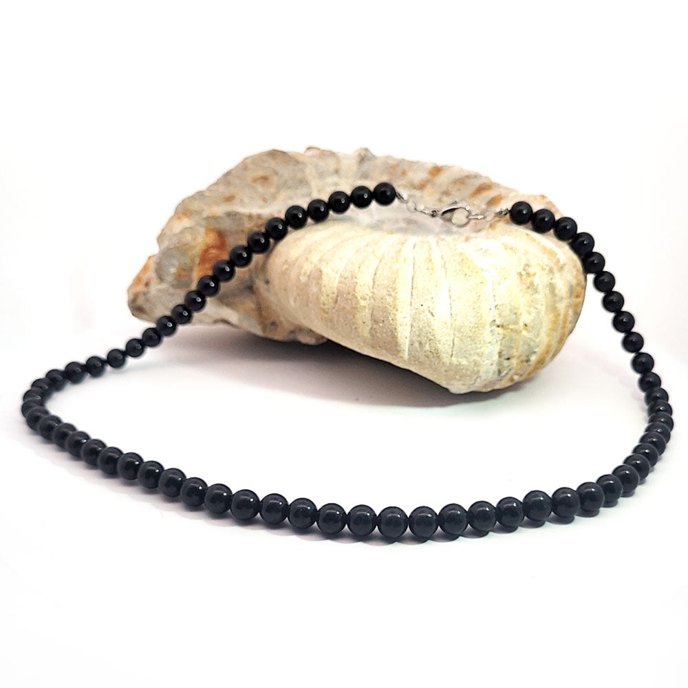 Shungite (Shungite) bead necklace 6 mm