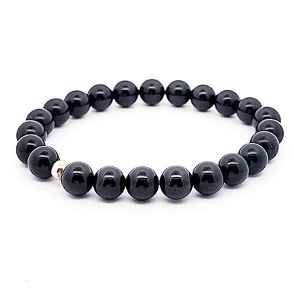 Schwarzer Turmalin (Schörl) Armband 8 mm  - 1