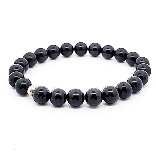 Schwarzer Turmalin (Schörl) Armband 8 mm  - 1