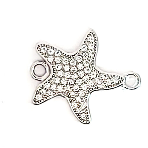 Seestern Silberelement rhodiniert mit Zirkonia  - 1