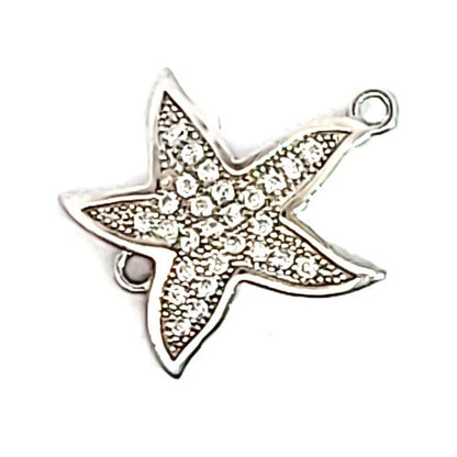 Seestern Silberelement rhodiniert mit Zirkonia  - 2