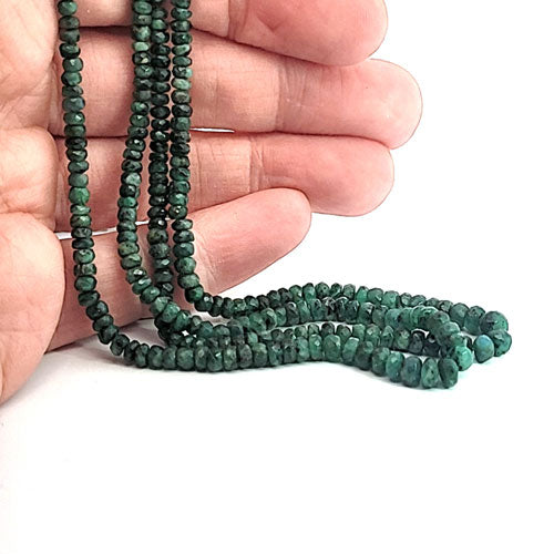 Emerald, button strand 3-5 mm faceted