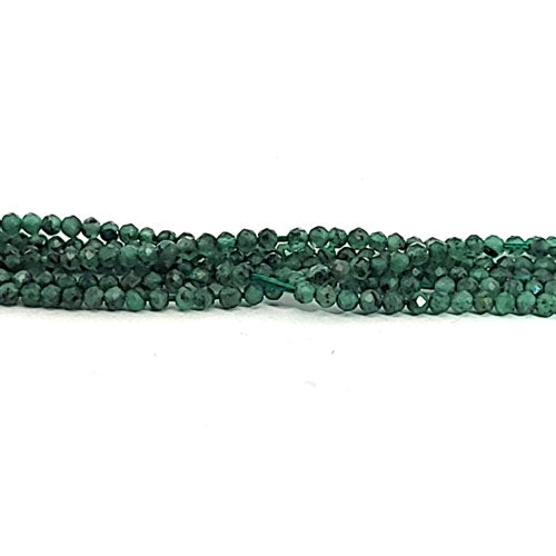 Emerald, 2 mm faceted bead strand