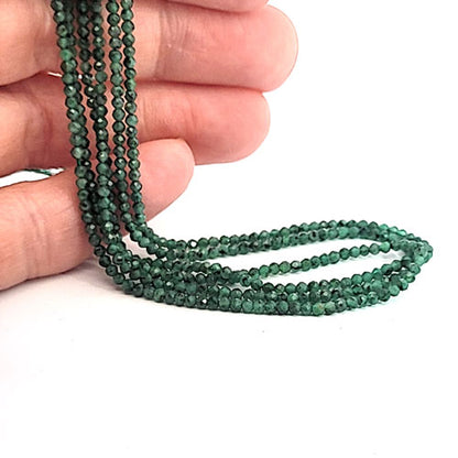 Emerald, 2 mm faceted bead strand