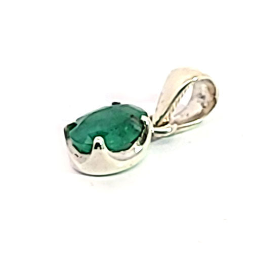Smaragd Edelstein-Anhänger mini facettiert 925 Silber 9x11 mm