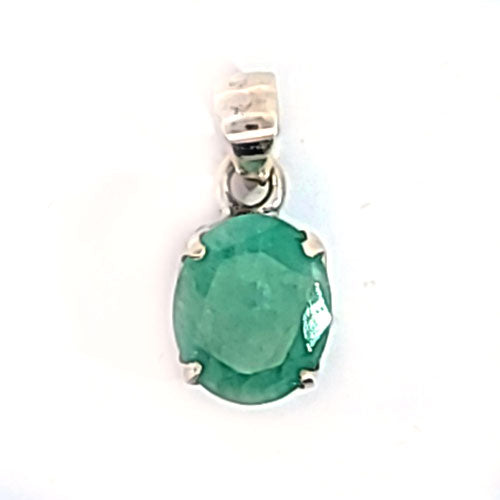 Smaragd Edelstein-Anhänger mini facettiert 925 Silber 9x11 mm
