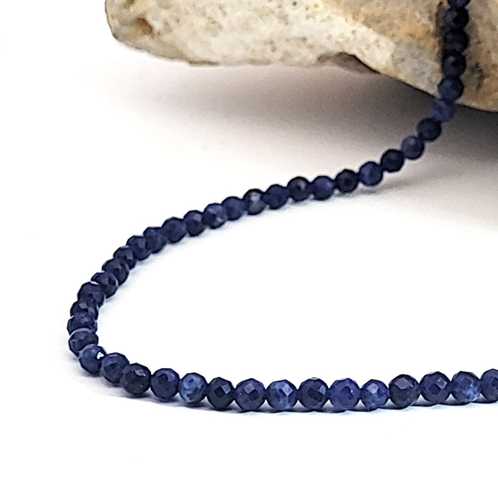 Sodalite bead necklace 3 mm faceted