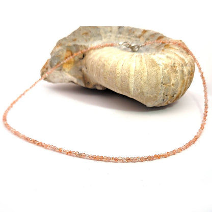 Sunstone bead necklace 2.5 mm faceted 