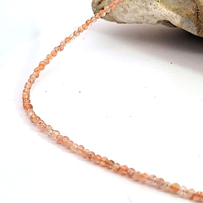 Sunstone bead necklace 2.5 mm faceted 