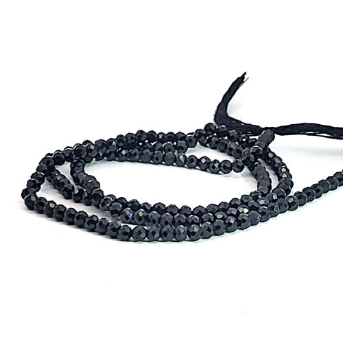 Black spinel, 3 mm faceted bead strand