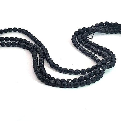 Spinell schwarz, Kugelstrang 2,5 mm facettiert