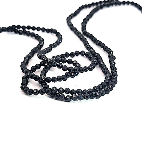 Black spinel, 2.5 mm faceted bead strand