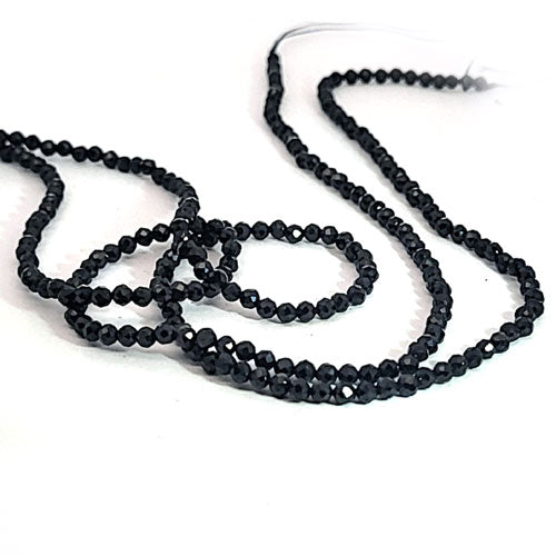 Black spinel, 2.5 mm faceted bead strand