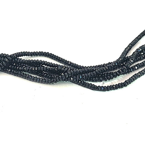 Black spinel, button strand 2 mm faceted