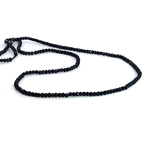 Black spinel, 2 mm faceted bead strand